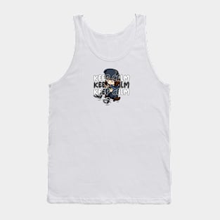 Skate boy cartoon style with cigarette and word keep calm Tank Top